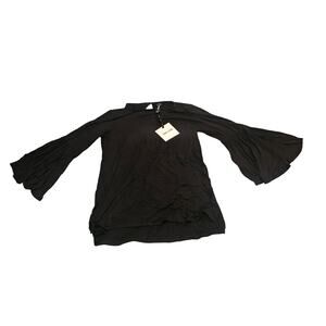 Agnes & Dora Bell Sleeve Tunic Top Black XS NWT Rayon Spandex Boho